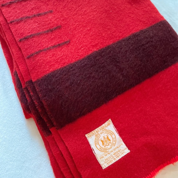 Hudson’s Bay Point Other - Vintage Hudson Bay Point Wool Red & Black 4 Point Blanket